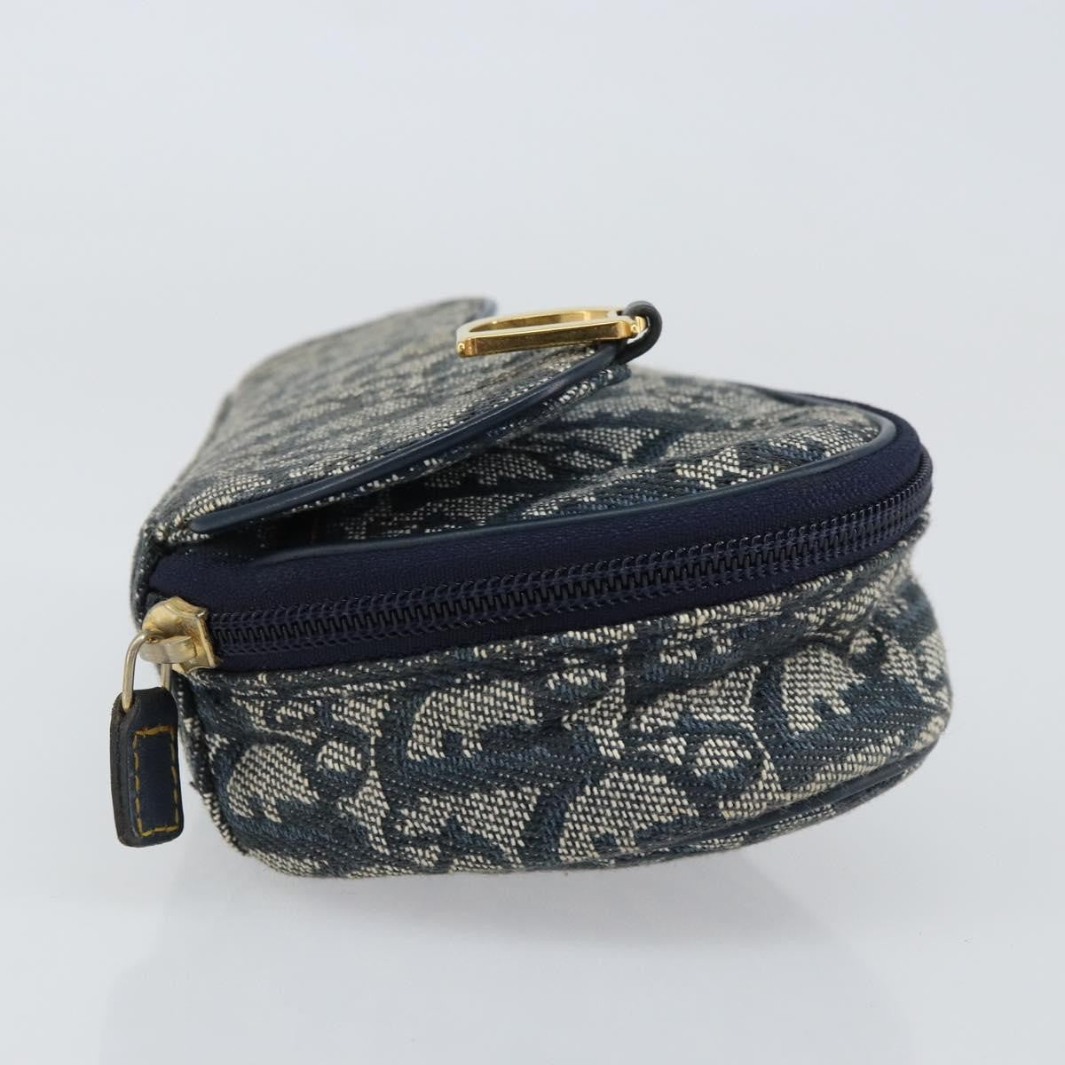 Christian Dior Vintage Saddle Coin Purse Diorissimo Canvas, NAVY, CANVAS, Clutche & pouche
