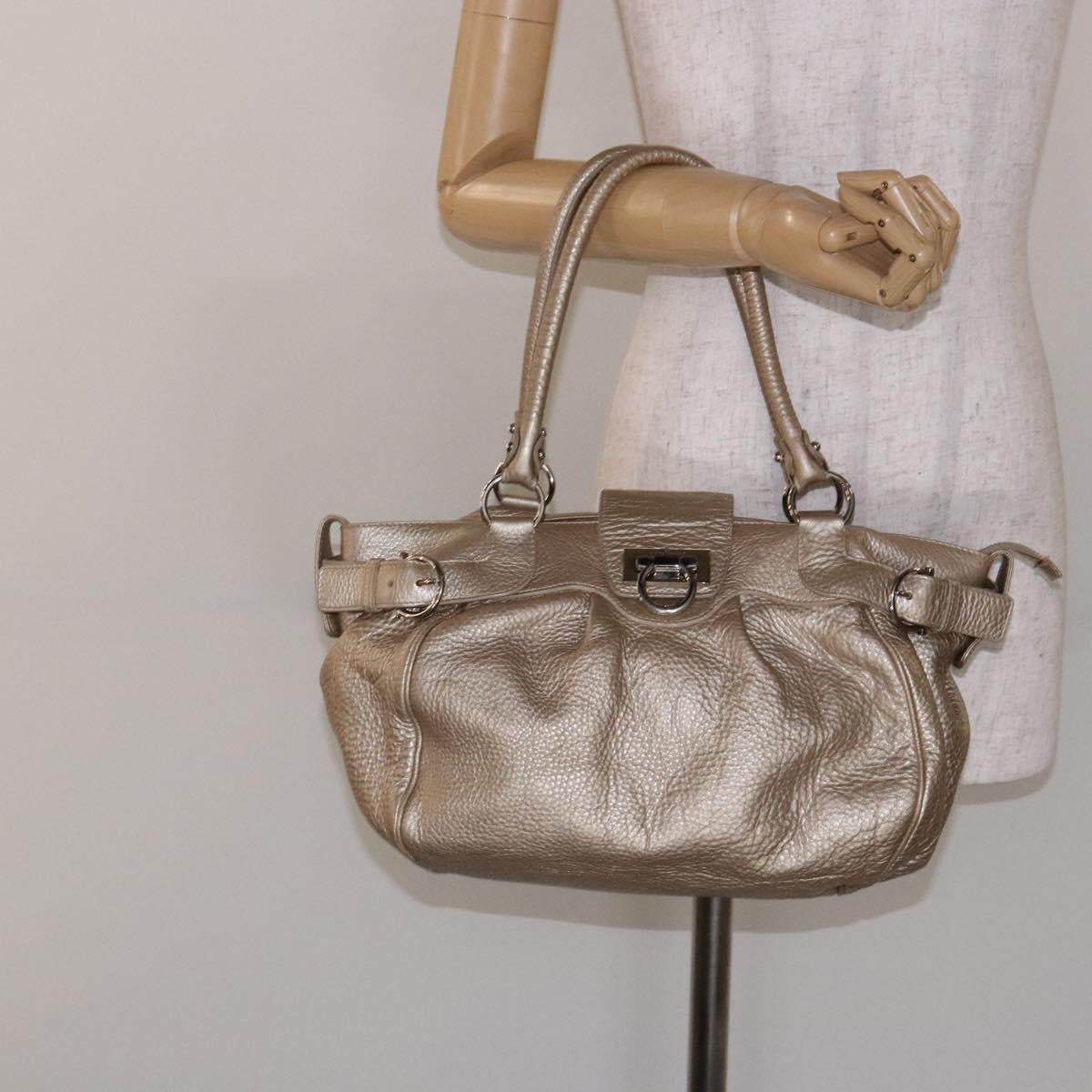 Salvatore Ferragamo Marisa Satchel Leather, GOLD, LEATHER, Handbag