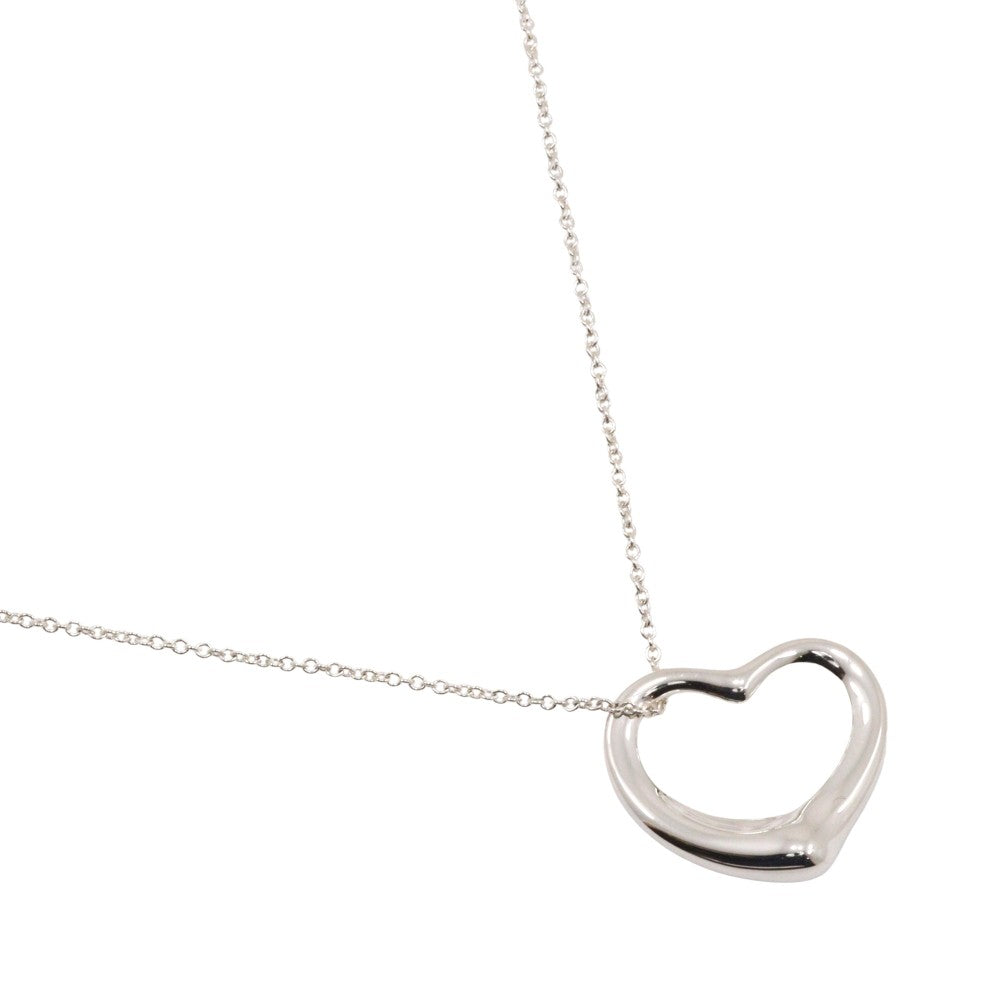 Tiffany & Co. Elsa Peretti Open Heart Pendant Necklace Sterling Silver, SILVER, SILVER, Necklace