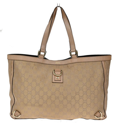 Gucci Abbey Tote GG Canvas with Leather, PINK, CANVAS, Tote bag