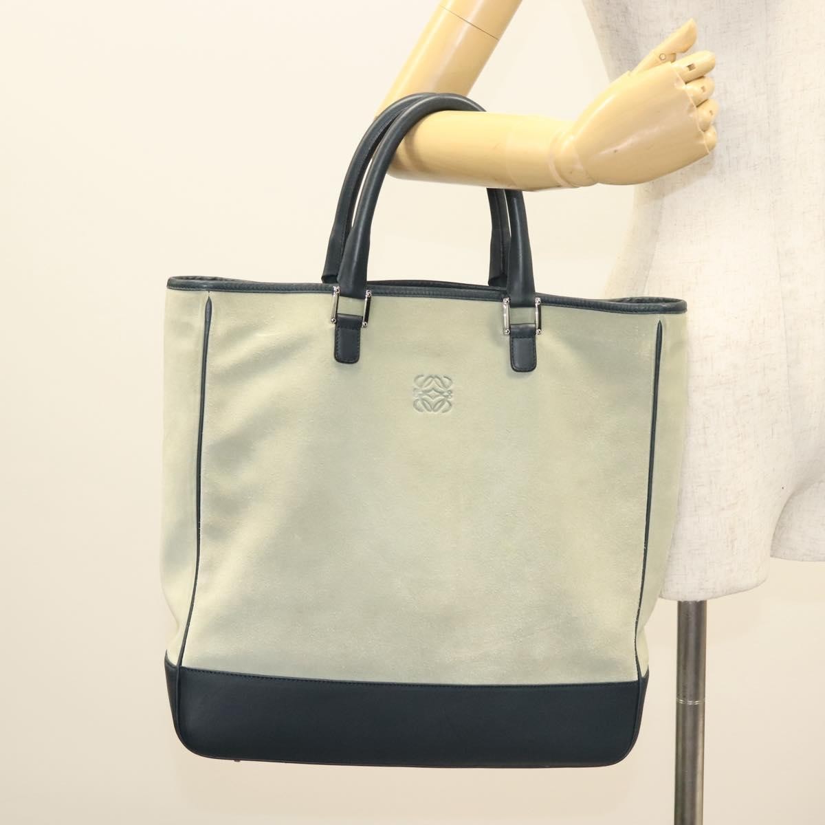 Loewe Anagram Tote Suede, GRAY, SUEDE, Tote bag