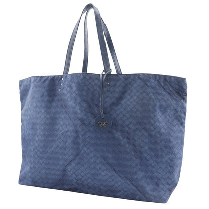 Bottega Veneta Intrecciolusion Tote Printed Nylon, NAVY, NYLON, Tote bag