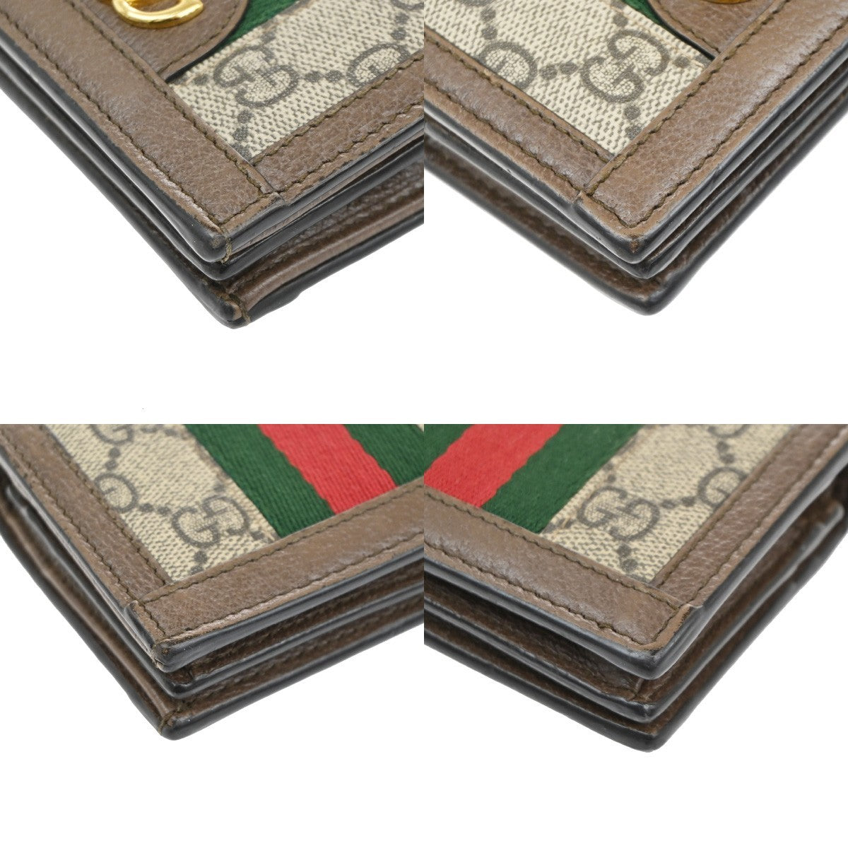 Gucci Ophidia Flap Card Case GG Coated Canvas, BROWN, CANVAS, Wallets