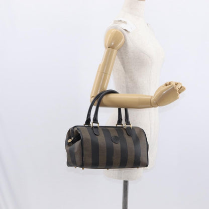 Fendi Vintage Pequin Convertible Boston Bag Coated Canvas, BROWN, CANVAS, Travel bag