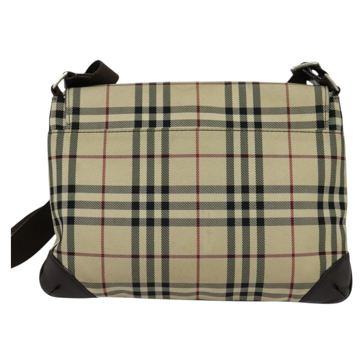 Burberry Vintage Flap Crossbody Bag Haymarket Canvas, Beige, Nylon, Shoulder Bag