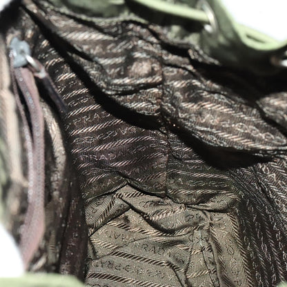 Prada Vela Double Front Pocket Backpack Tessuto with Saffiano Leather, KHAKI, NYLON, Backpack