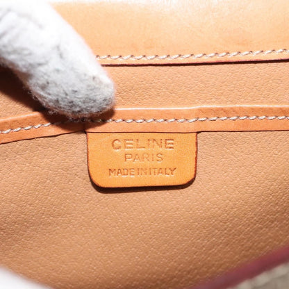 Celine Vintage Macadam Shoulder Bag Canvas and Leather, Beige, Canvas, Shoulder Bag