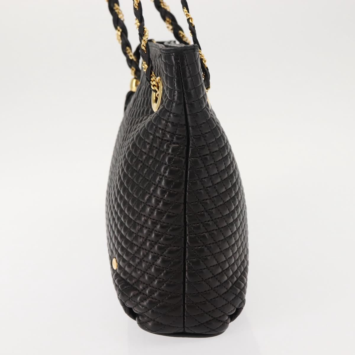 Bally Vintage Chain Shoulder Bag Quilted Leather, BLACK, LEATHER, Shoulder bag