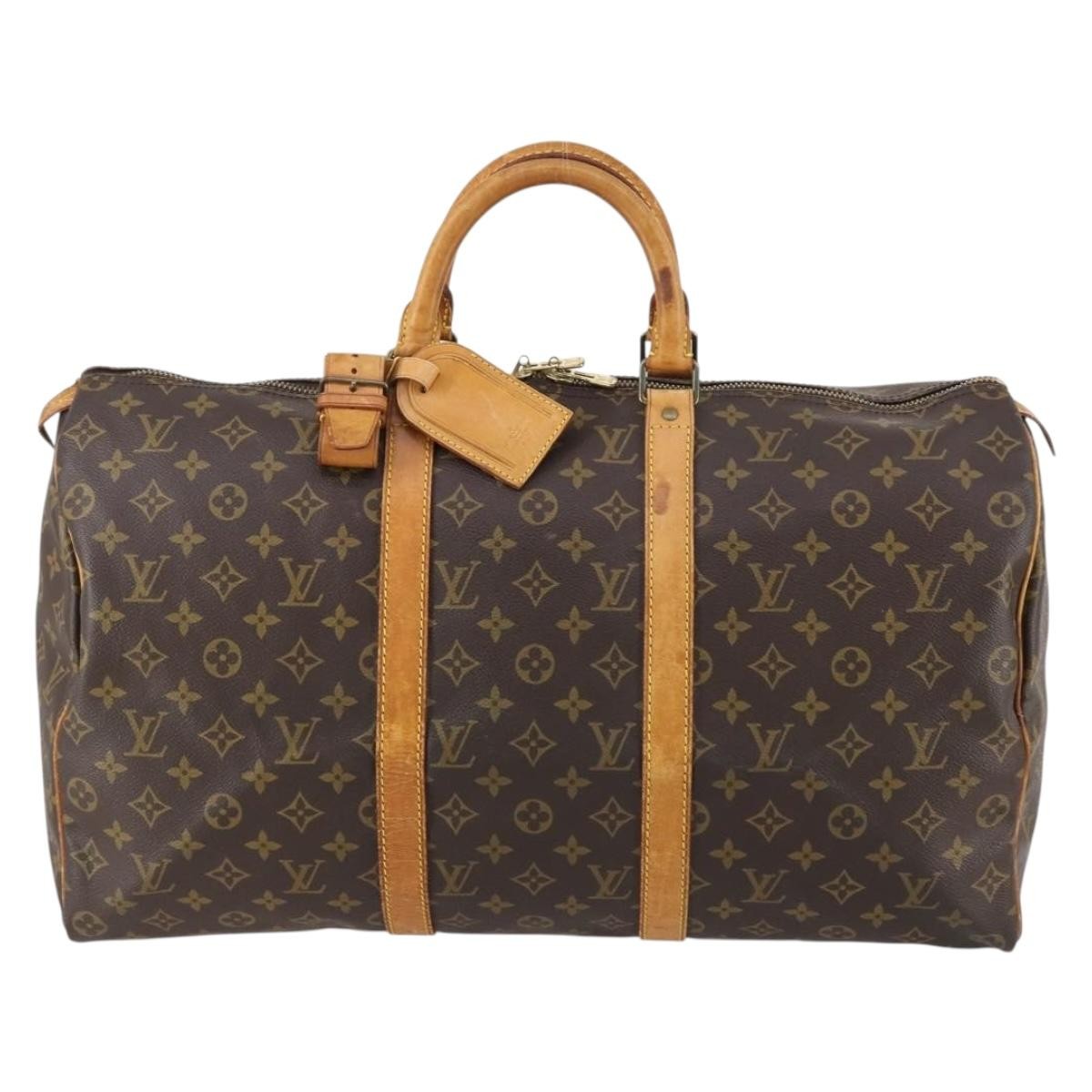Louis Vuitton Keepall Bag Monogram Canvas, BROWN, CANVAS, Travel bag