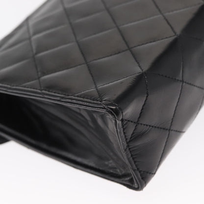 Chanel Vintage Envelope Flap Shoulder Bag Quilted Lambskin, BLACK, LEATHER, Shoulder bag