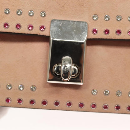 Valentino Garavani Turnlock Chain Shoulder Bag Suede, PINK, SUEDE, Shoulder bag