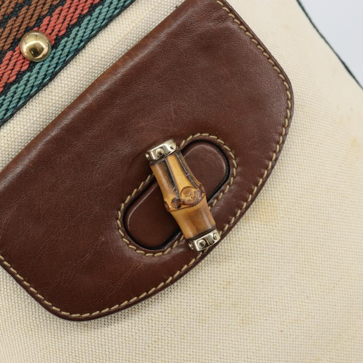 Gucci Vintage Bamboo Shoulder Bag Canvas, BEIGE, CANVAS, Shoulder bag