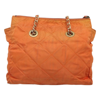 Prada Chain Shoulder Bag Quilted Tessuto, ORANGE, NYLON, Shoulder bag