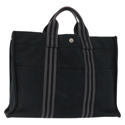 Hermes Fourre Tout Tote Canvas, BLACK, CANVAS, Tote bag