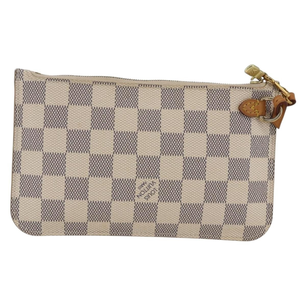 Louis Vuitton Neverfull Pochette Damier, WHITE, CANVAS, Clutche & pouche