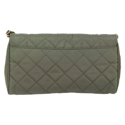 Prada Pushlock Chain Flap Bag Quilted Tessuto, KHAKI, NYLON, Shoulder bag