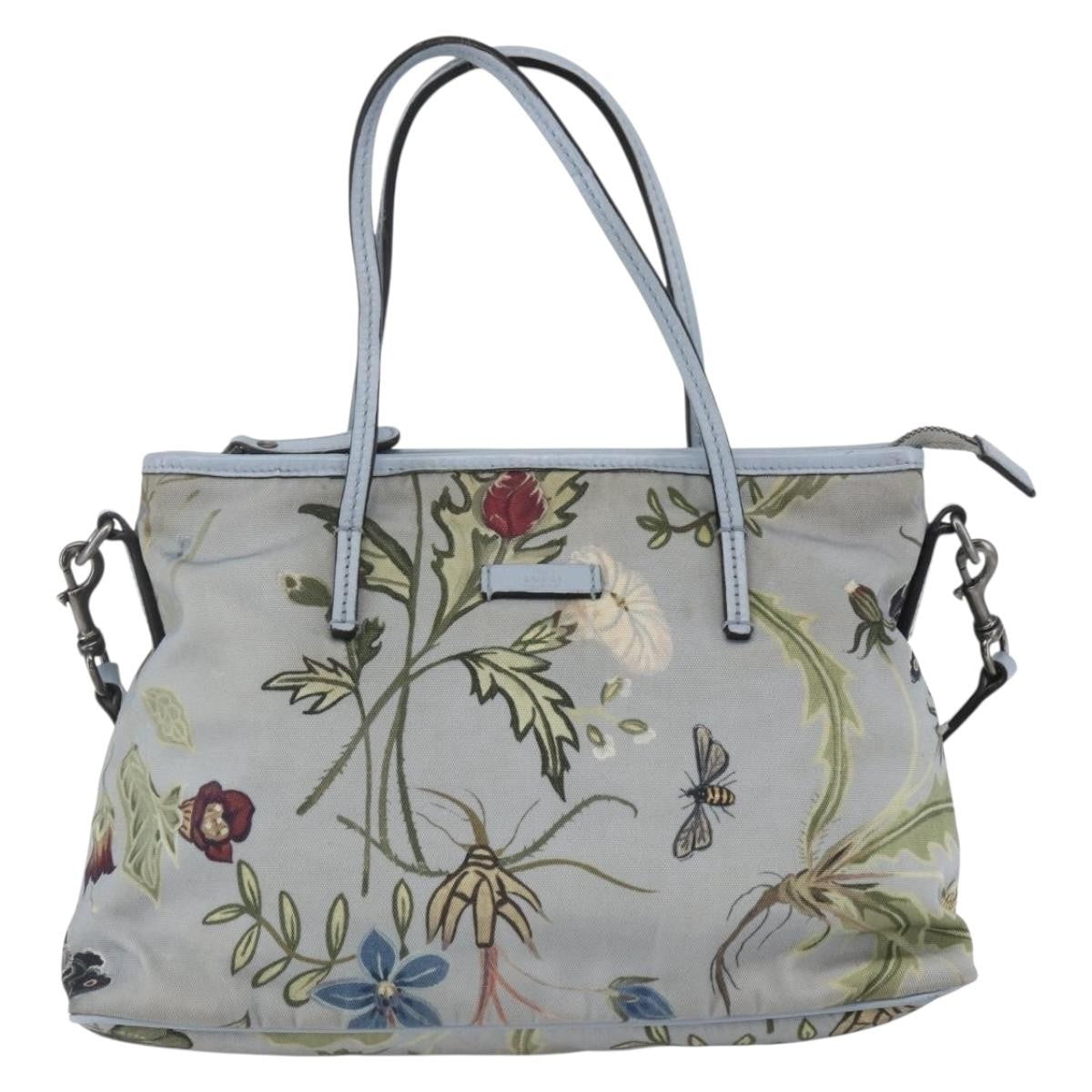Gucci Convertible Zip Tote Flora Canvas, BLUE, CANVAS, Tote bag