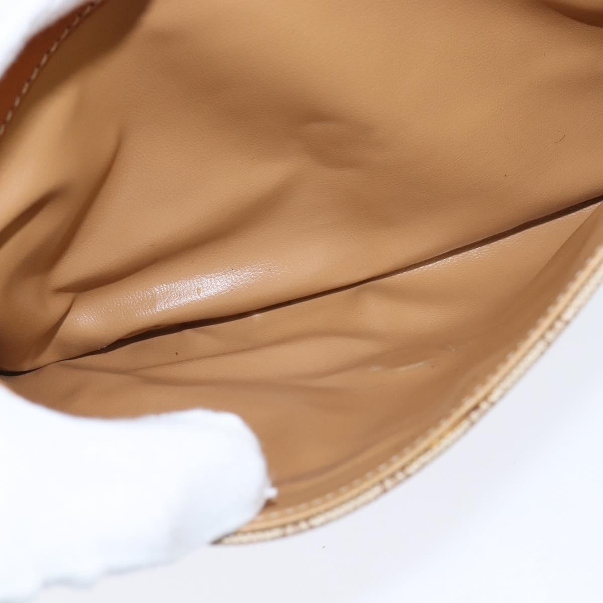 Celine Vintage Macadam Shoulder Bag Canvas and Leather, BEIGE, CANVAS, Shoulder bag