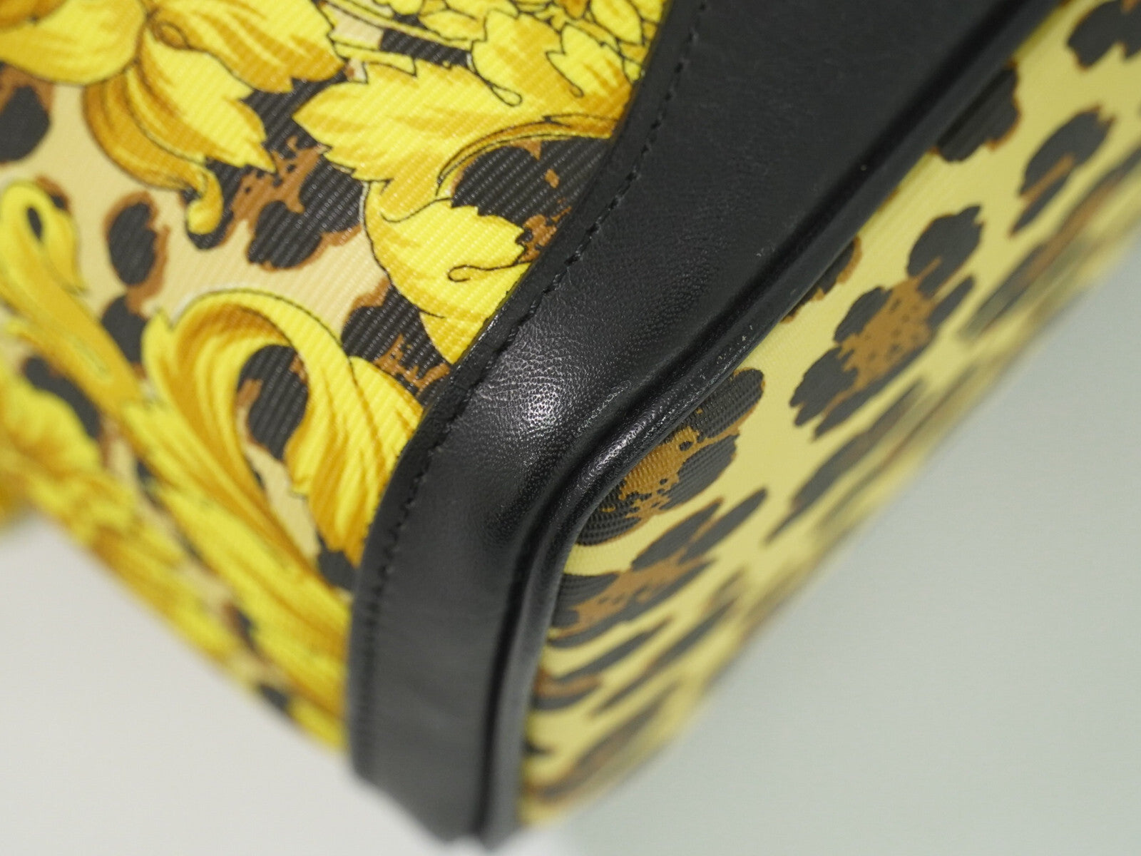 Versace Vanity Hand Bag Canvas and Leather, YELLOW, PVC, Handbag