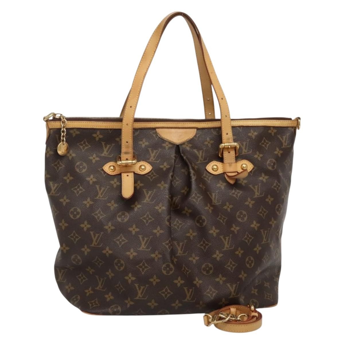 Louis Vuitton Palermo Handbag Monogram Canvas, BROWN, CANVAS, Tote bag