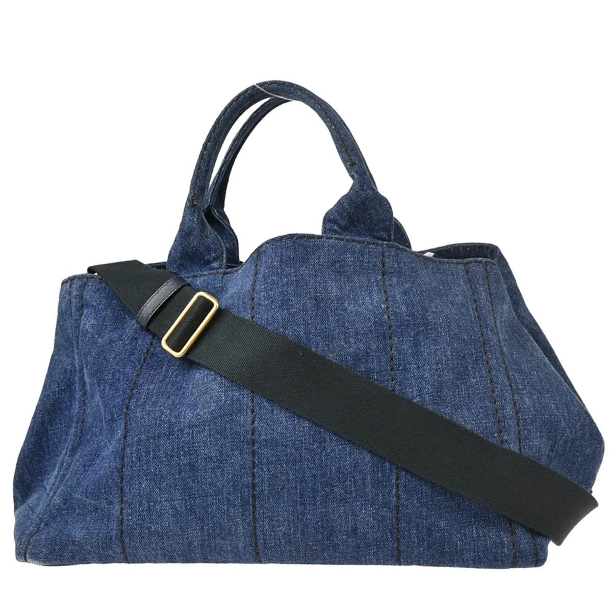 Prada Canapa Convertible Tote Denim, BLUE, DENIM_JEANS, Tote bag