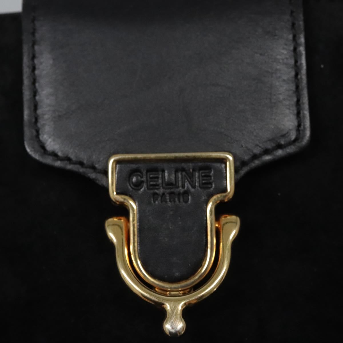 Celine Shoulder Bag Suede and leather, BLACK, SUEDE, Shoulder bag