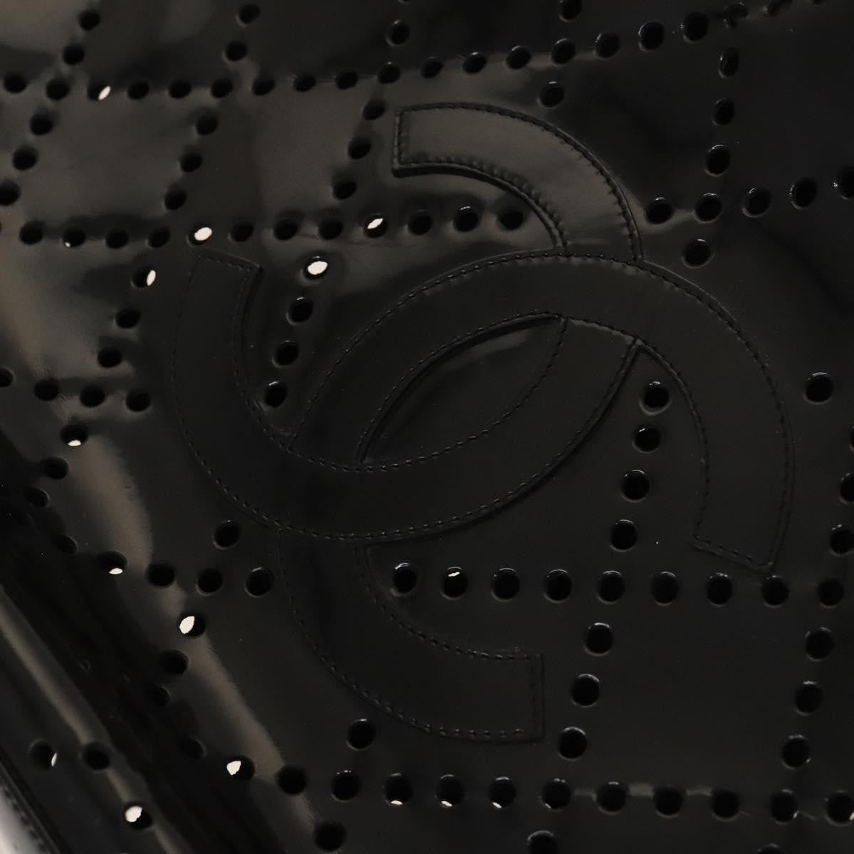 Chanel CC Chain Tote Perforated Patent, BLACK, PATENT_LEATHER, Tote bag