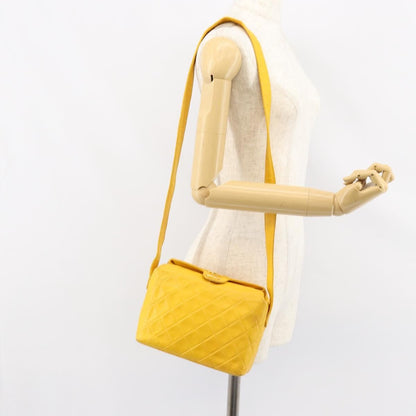 Chanel Vintage CC Fold Over Shoulder Bag Quilted Lambskin, YELLOW, LEATHER, Shoulder bag