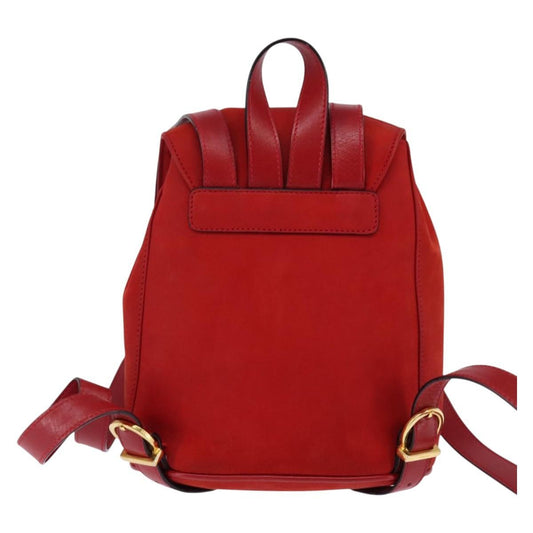 Salvatore Ferragamo Gancini Flap Drawstring Backpack Leather, RED, LEATHER, Backpack