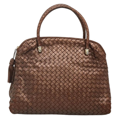 Bottega Veneta Intrecciato Leather, BROWN, LEATHER, Handbag