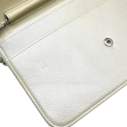 Chanel Timeless Wallet on Chain Textured Leather, Silver, Leather, Wallet