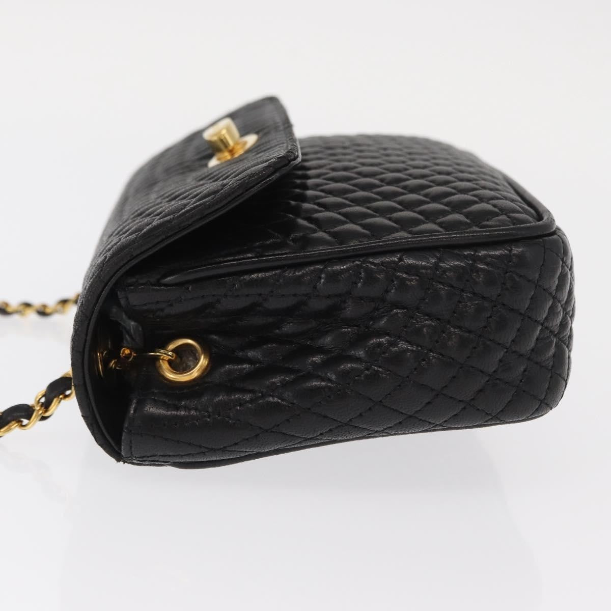 Bally Vintage Chain Shoulder Bag Quilted Leather, BLACK, LEATHER, Shoulder bag