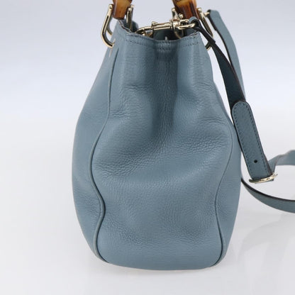 Gucci Bamboo Shopper Tote Leather, BLUE, LEATHER, Handbag