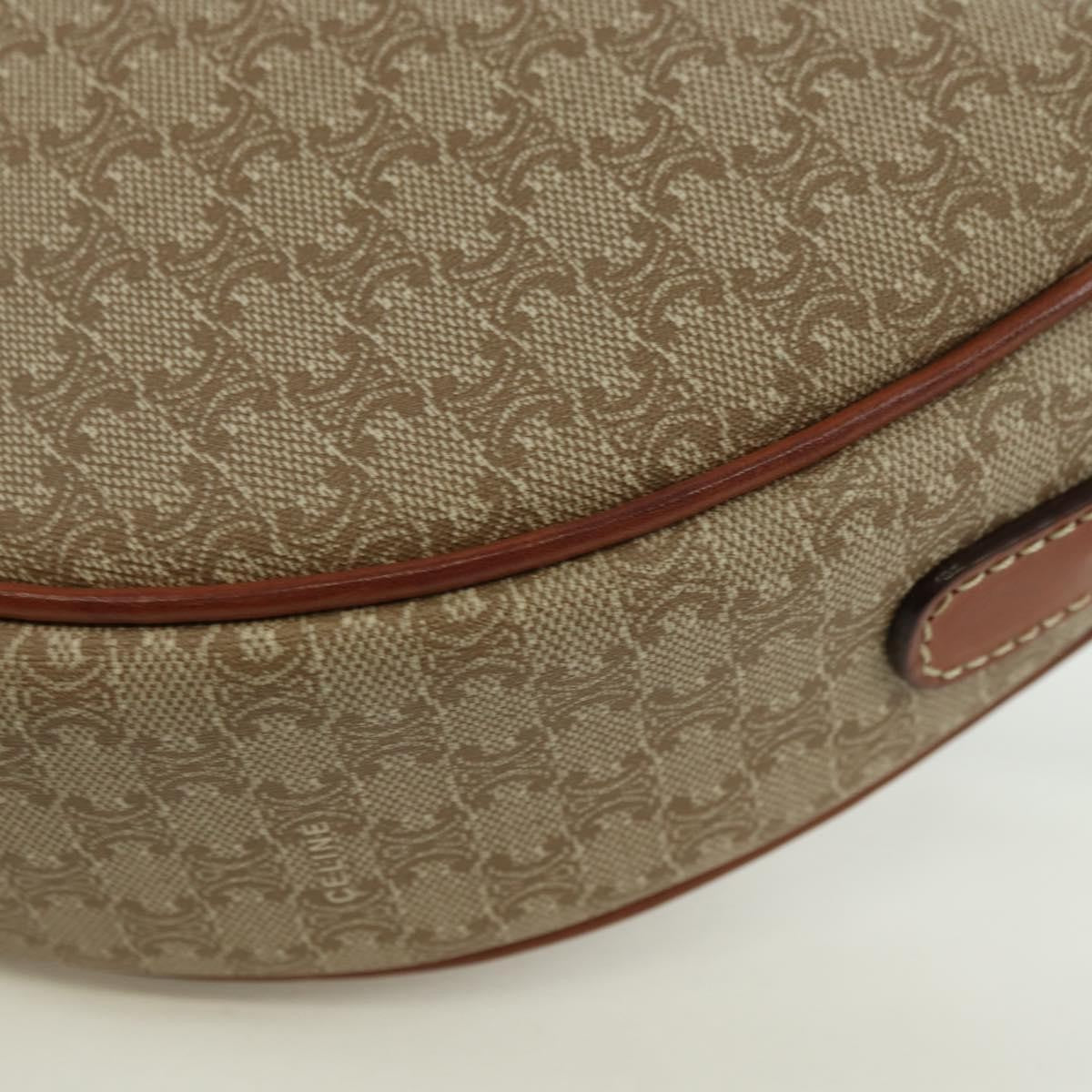 Celine Vintage Macadam Shoulder Bag Canvas and Leather, BEIGE, CANVAS, Shoulder bag