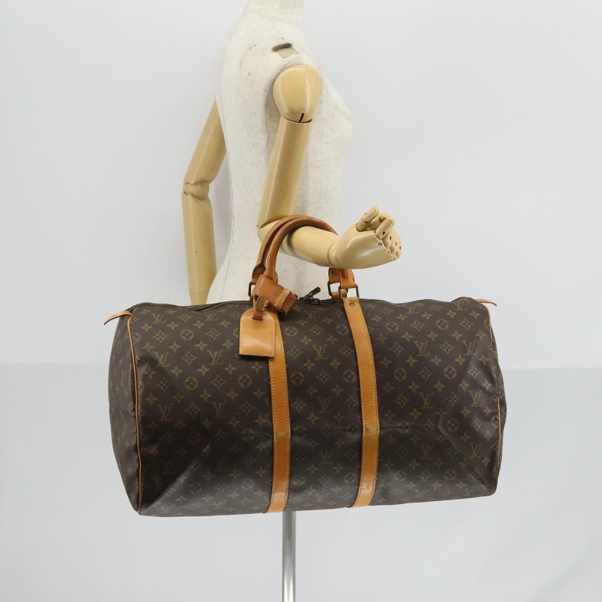 Louis Vuitton Keepall Bag Monogram Canvas, BROWN, CANVAS, Travel bag