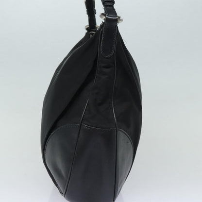 Prada Zip Hobo Tessuto with Leather, BLACK, NYLON, Shoulder bag