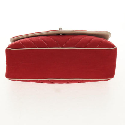 Chanel Leo Lion Flap Bag Chevron Jersey, RED, COTTON, Shoulder bag