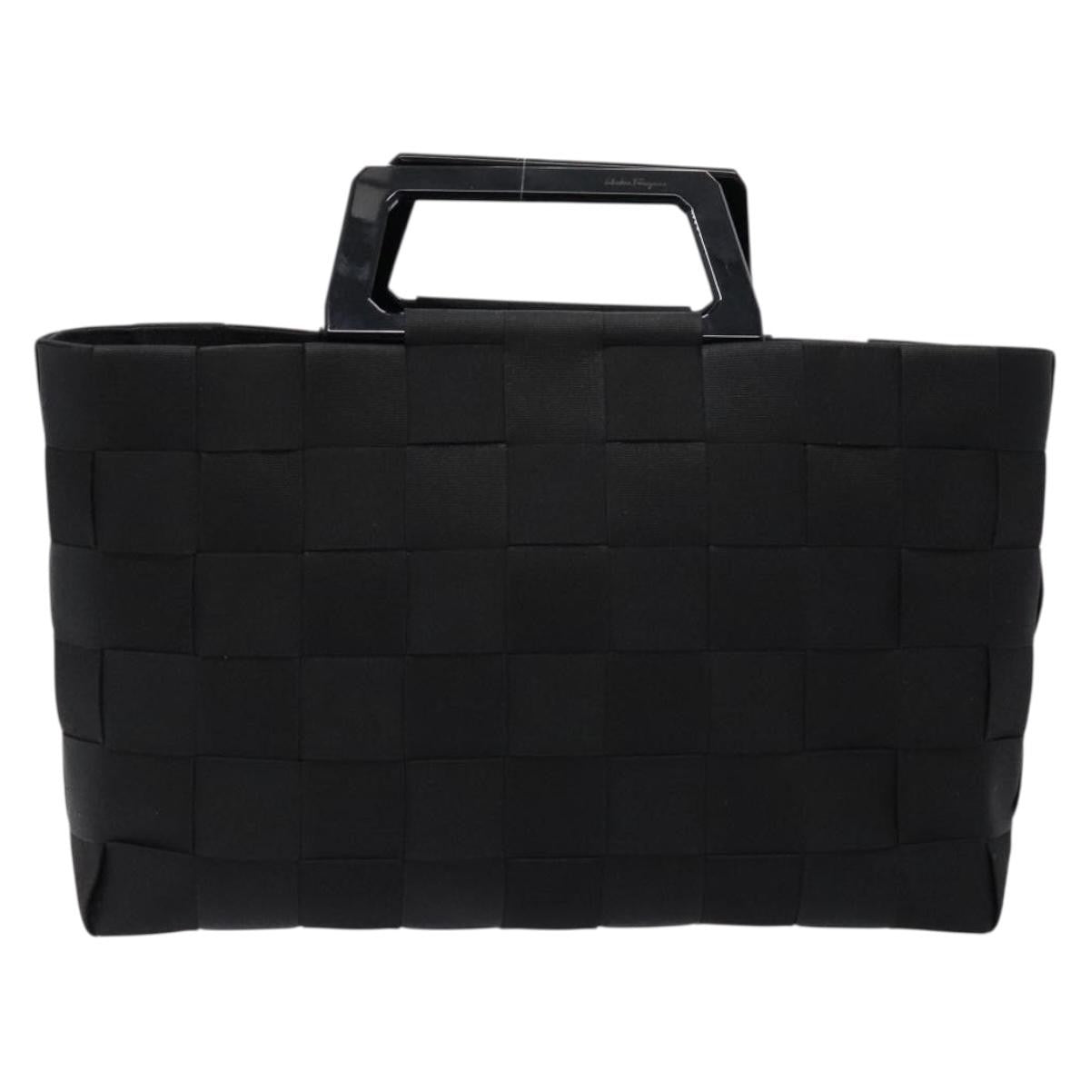 Salvatore Ferragamo Vintage Handbag Canvas, BLACK, CANVAS, Handbag