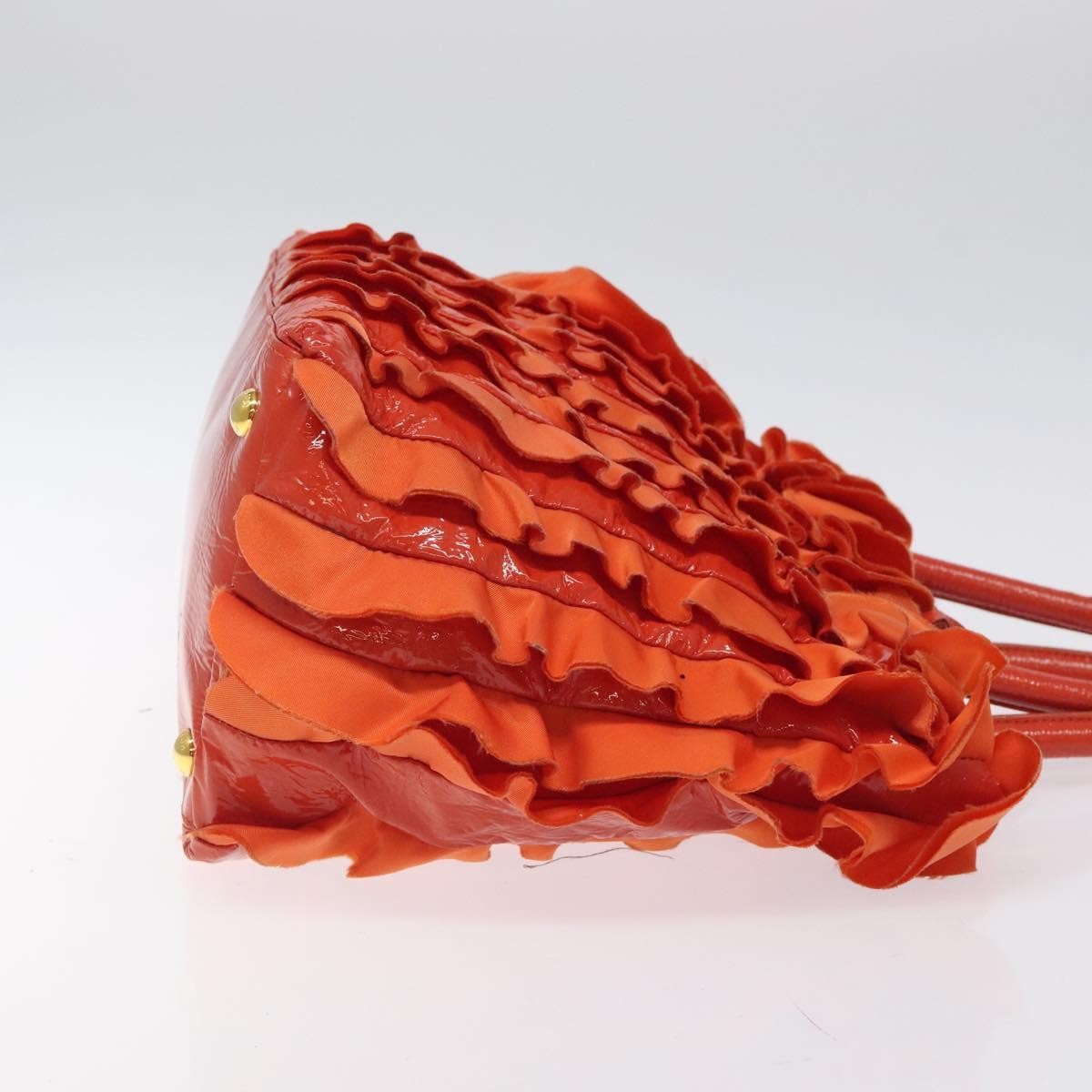 Prada Open Tote Ruffled Tessuto, ORANGE, NYLON, Handbag