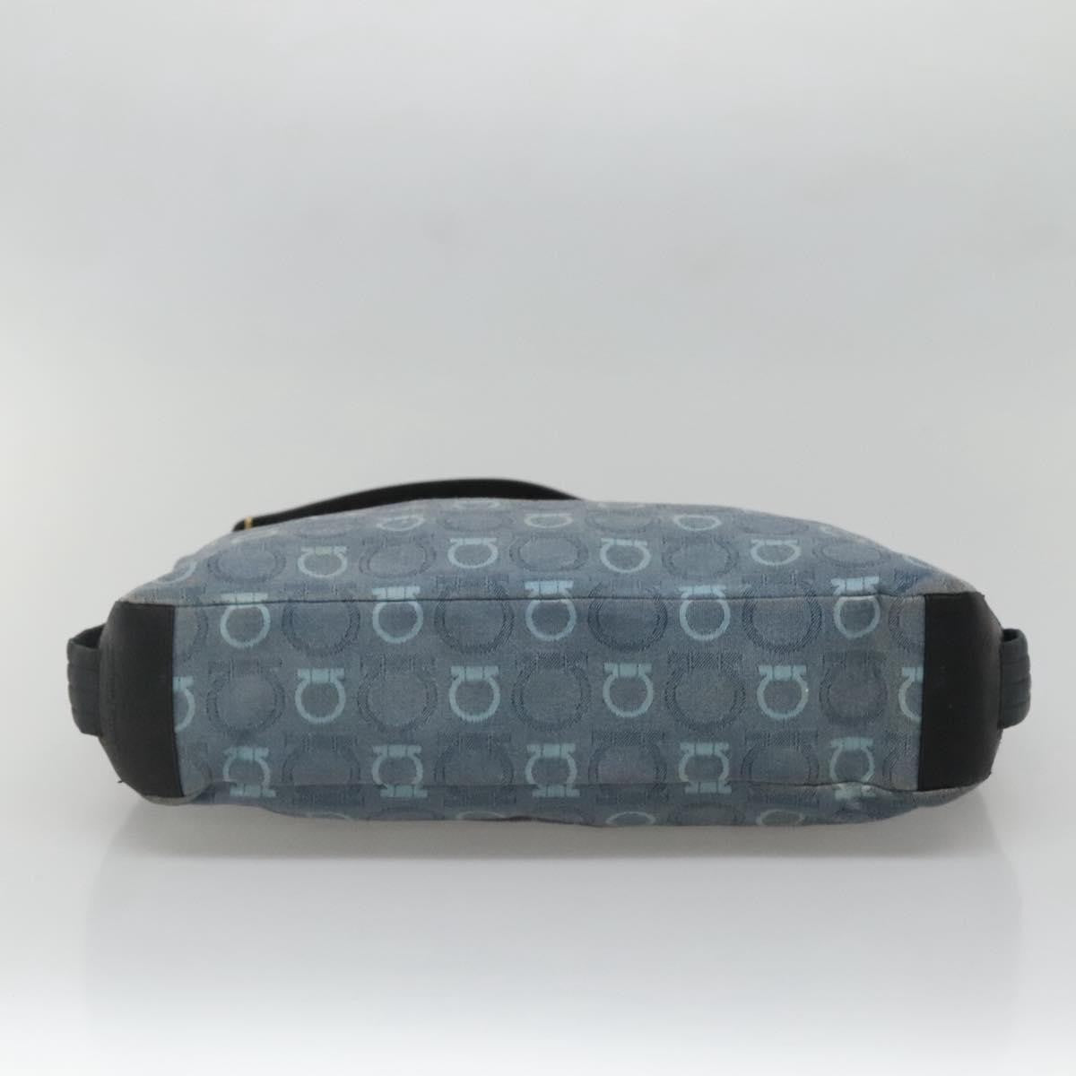 Salvatore Ferragamo Gancini Shoulder Bag Canvas, BLUE, CANVAS, Shoulder bag