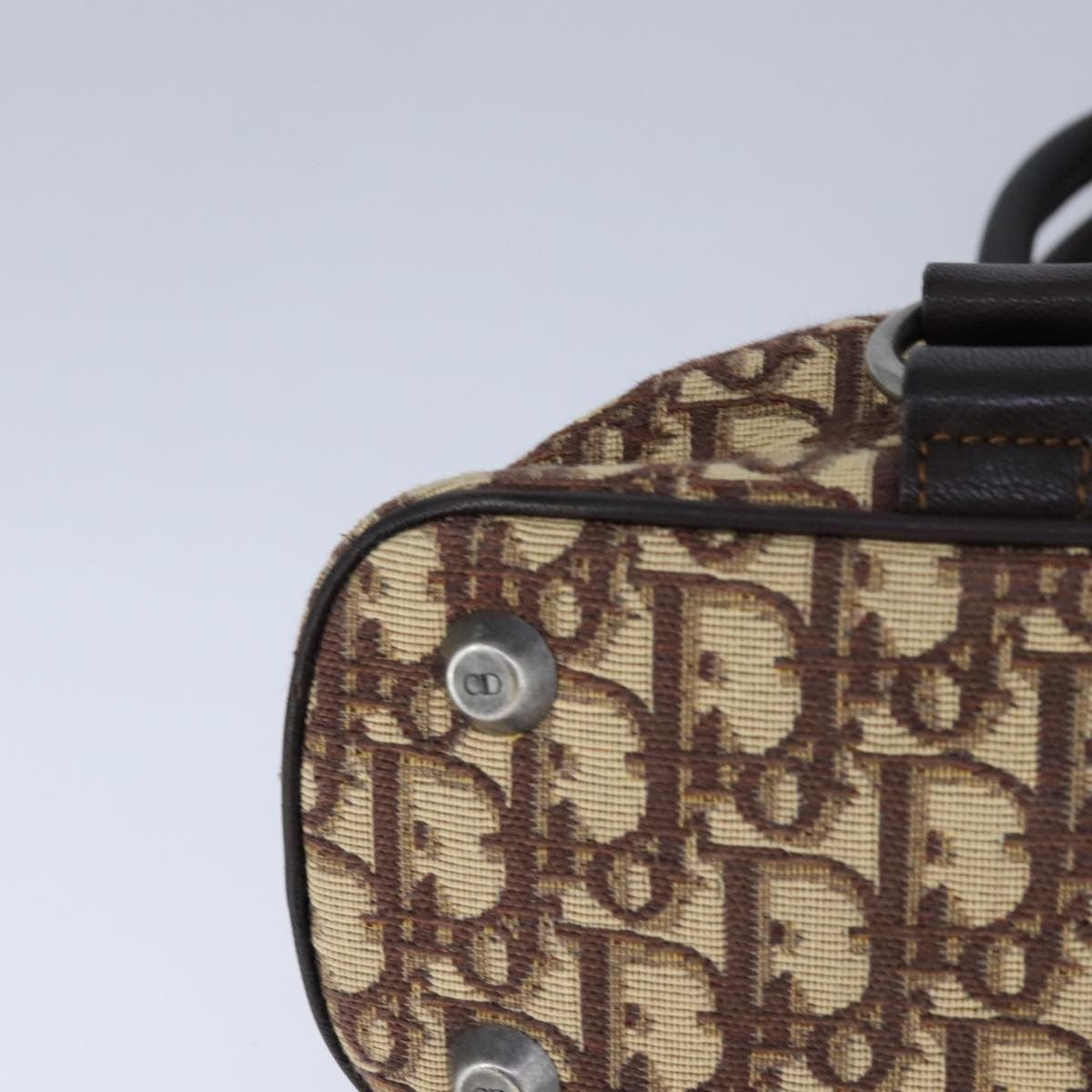 Christian Dior Vintage Trotter Handbag Canvas, BROWN, CANVAS, Handbag