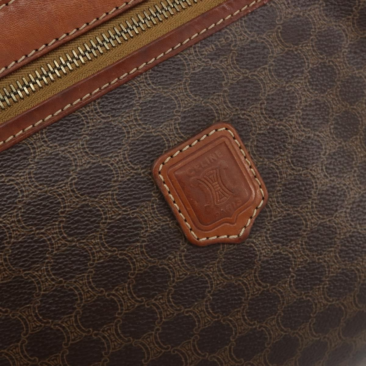 Celine Logo Triomphe Pouch Canvas and leather, Brown, Canvas, Clutch
