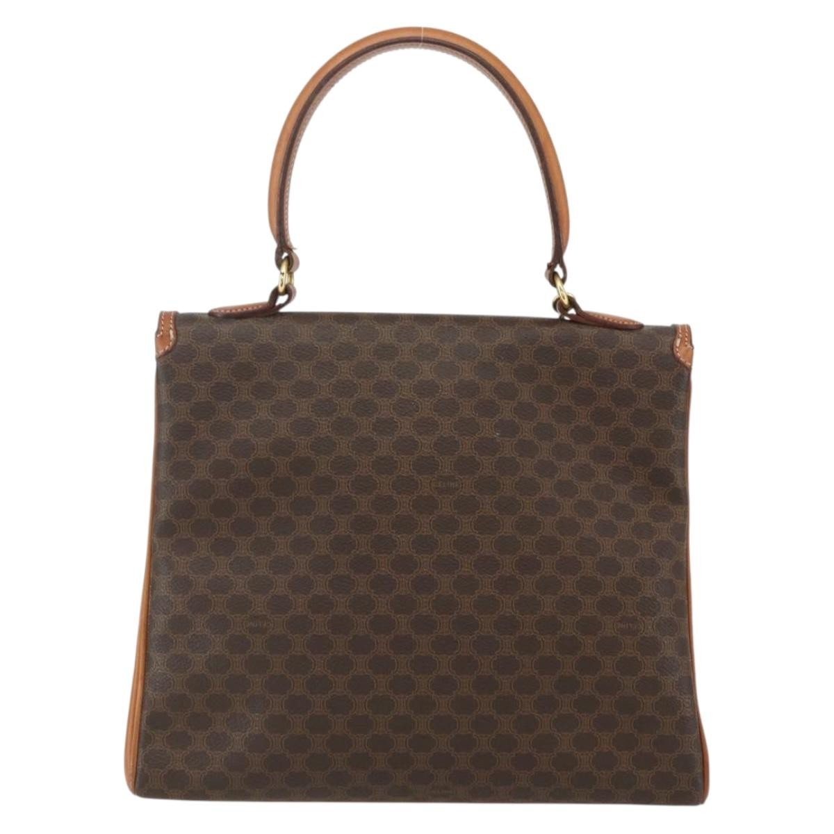 Celine Vintage Macadam Handbag Canvas and Leather, BROWN, CANVAS, Handbag