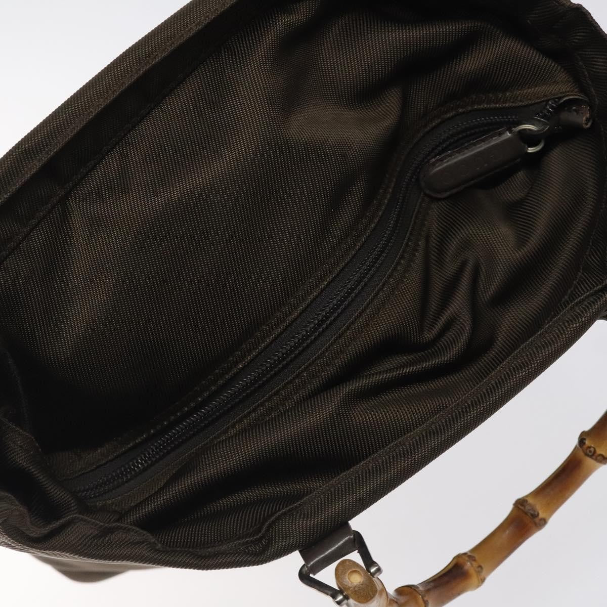Gucci Vintage Bamboo Handle Tote Nylon, BROWN, NYLON, Tote bag
