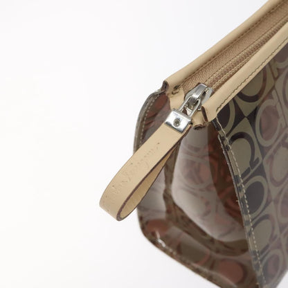 Salvatore Ferragamo Gancini Pouch Canvas, BROWN, VINYL, Clutche & pouche