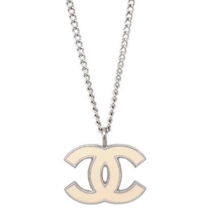 Chanel CC Logo Pendant Necklace Metal, SILVER, SILVER_PLATED, Necklace