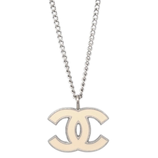 Chanel CC Logo Pendant Necklace Metal, SILVER, SILVER_PLATED, Necklace
