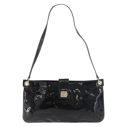 Salvatore Ferragamo Gancini Shoulder Bag Patent Leather, Black, Patent Leather, Shoulder Bag