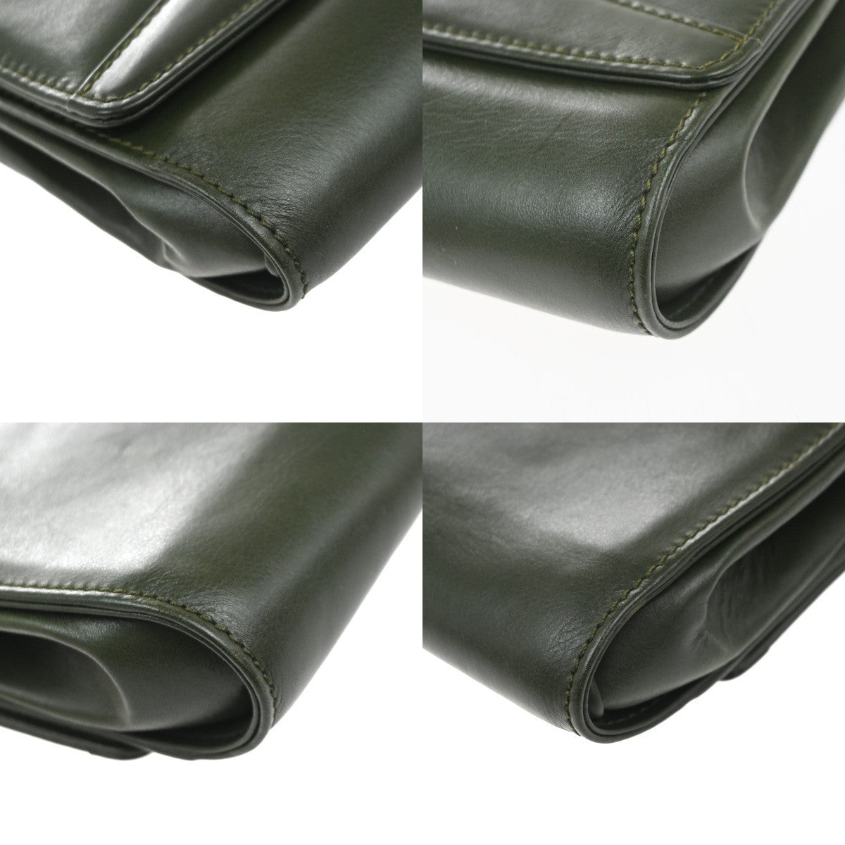 Celine Vintage Shoulder Bag Leather, GREEN, LEATHER, Shoulder bag