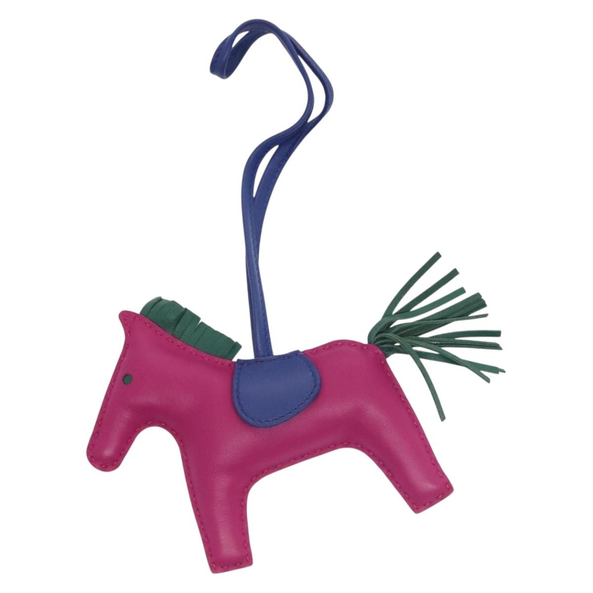 Hermes GriGri Rodeo Bag Charm Leather, PURPLE, LEATHER, Charms and Keychains